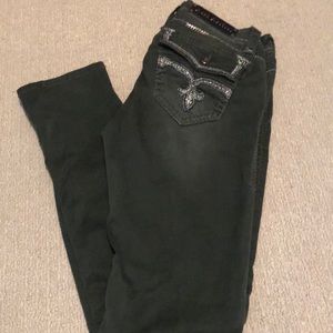 Olive Green Rock Revival Eleanor Skinny Jean
